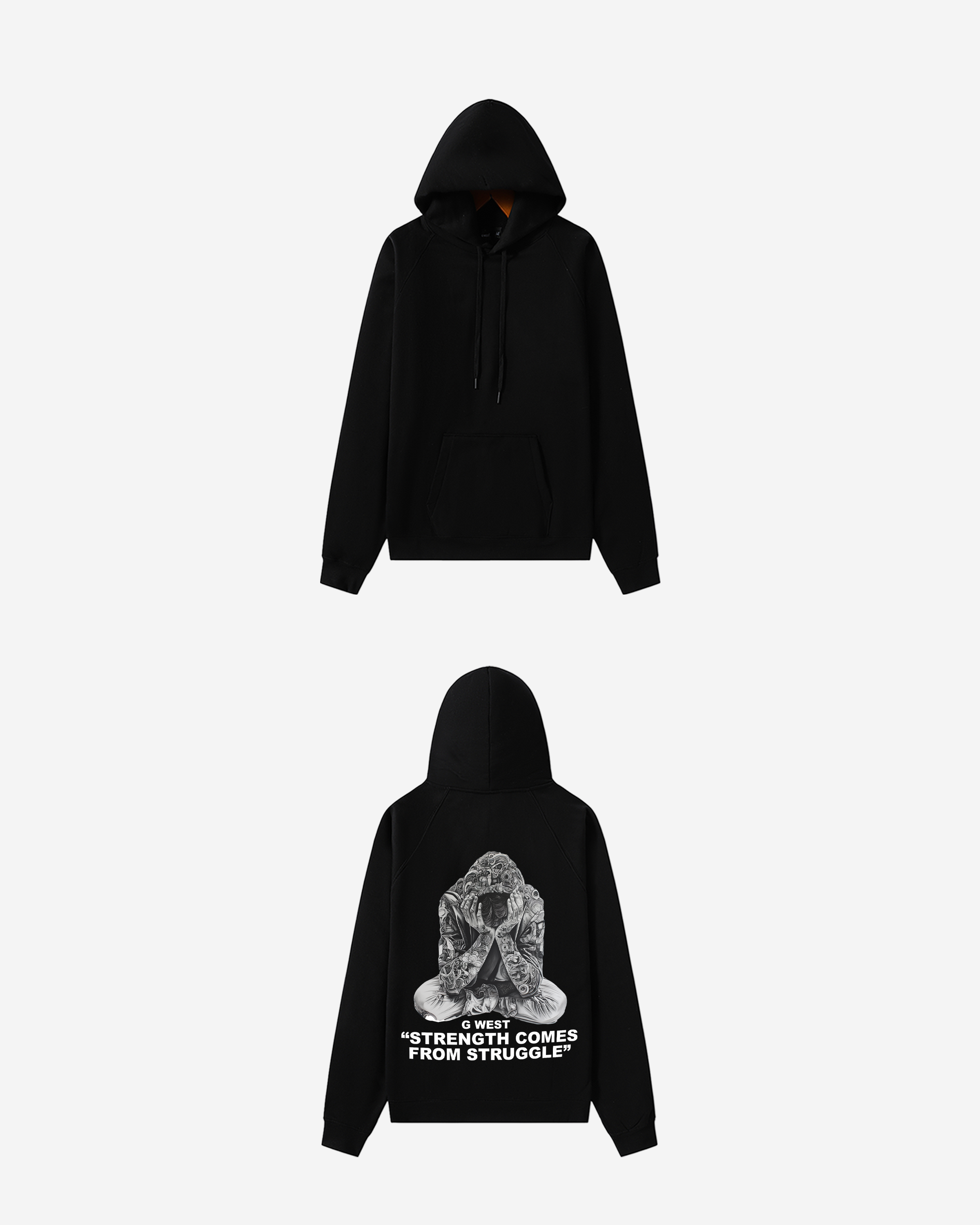 G West Strength Come from Struggle Oversize HOODIE - G West