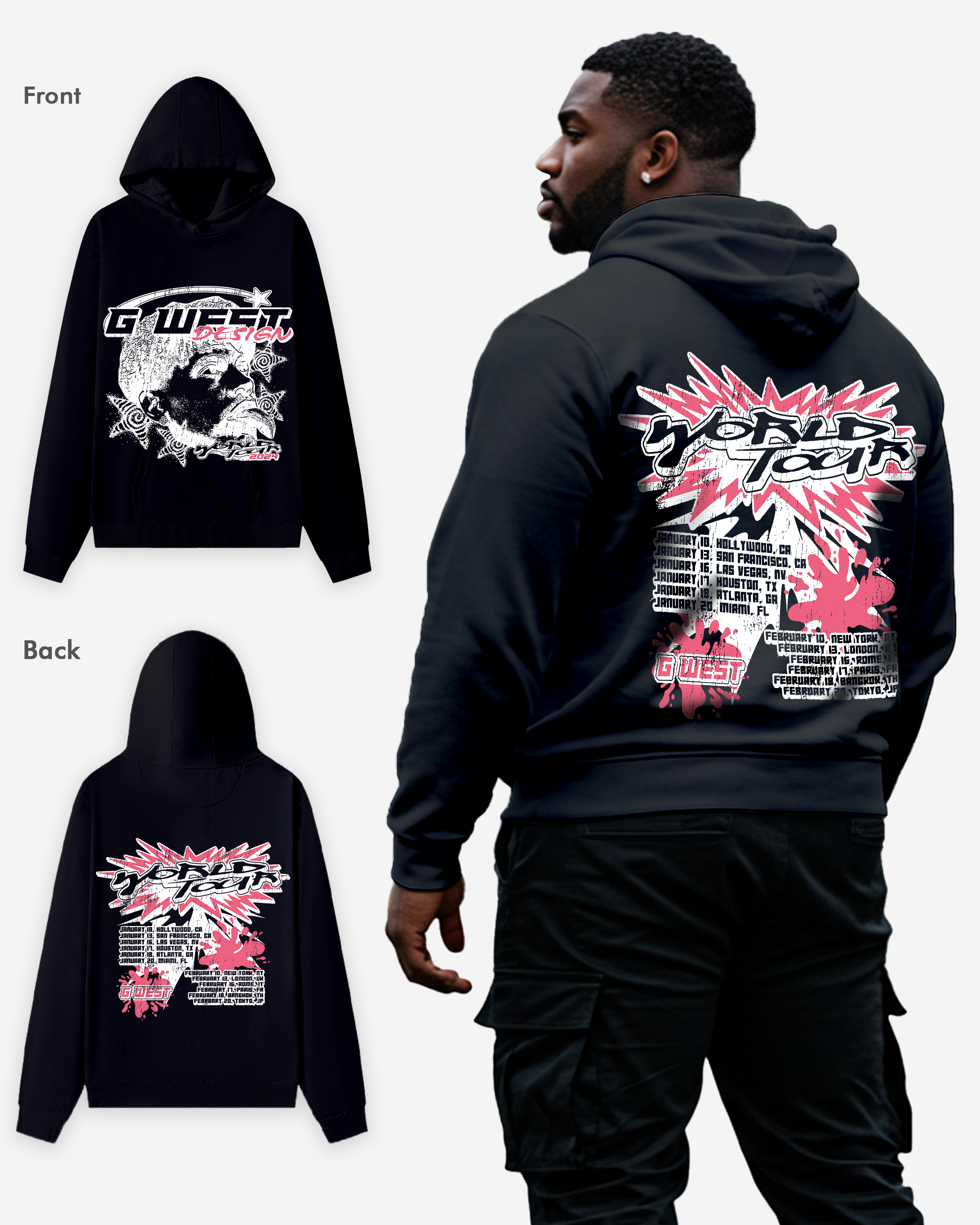 G West World Tour Hoodie Big and Tall - G West