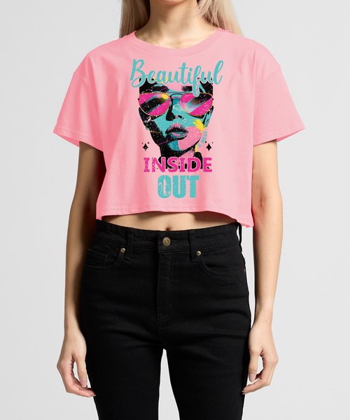 G West Beautiful Inside Out Pink Crop T - Shirt - DTWASCT9060 - G West