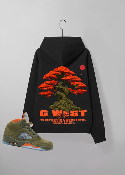 G WEST BONSAI TREE HOODIE - WHITE/ORANGE/GREEN/BLACK LOGO : GWHLD9031 - 3 COLORS - G West