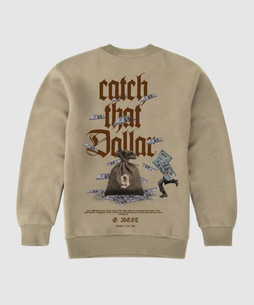 G West Catch The Dolla Fleece Crewneck With Invisible Zippers - GWPCRWL9016 - 1 COLORS - G West