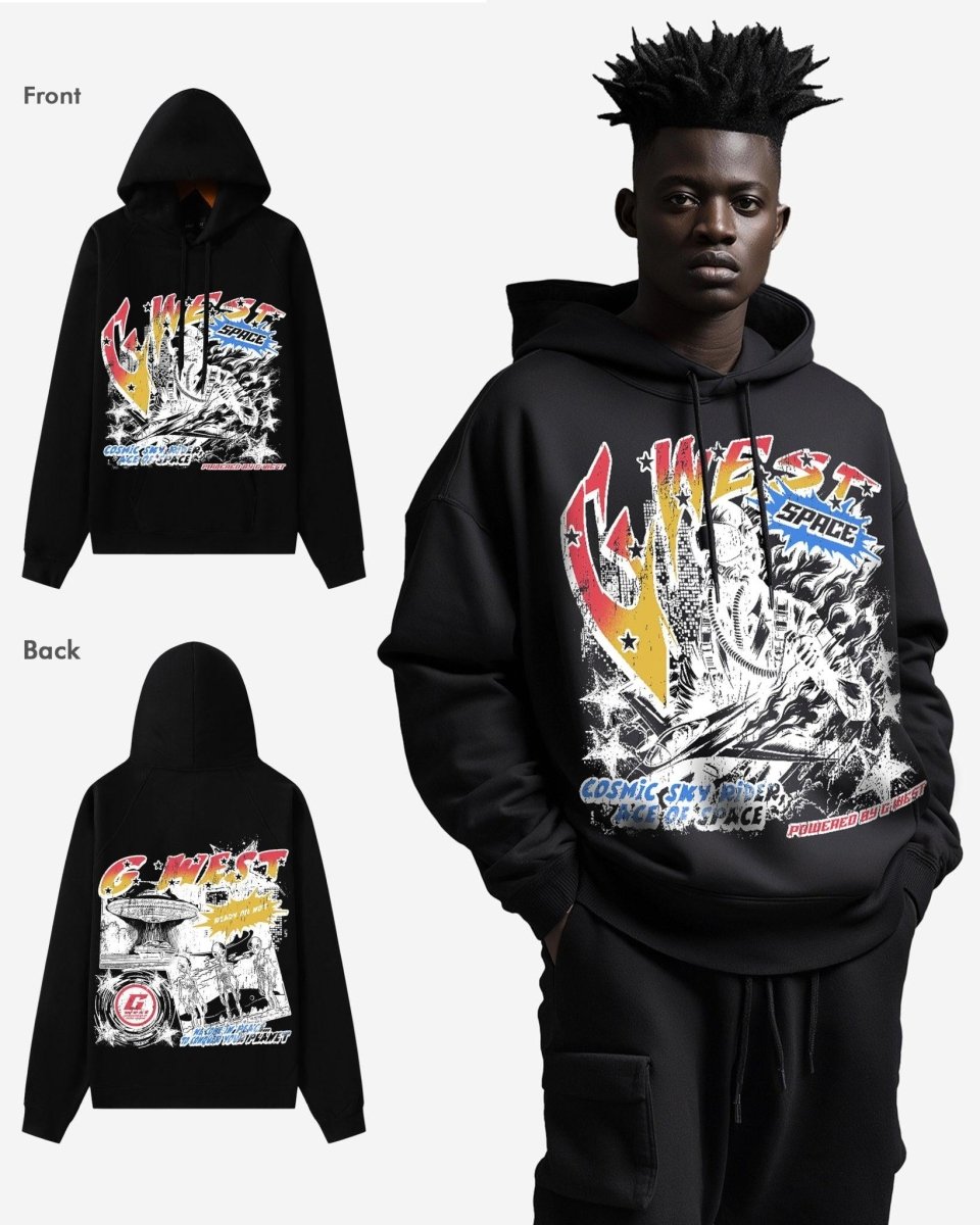 G West Cosmic Sky Ride Double Hit Oversize Hoodie - G West