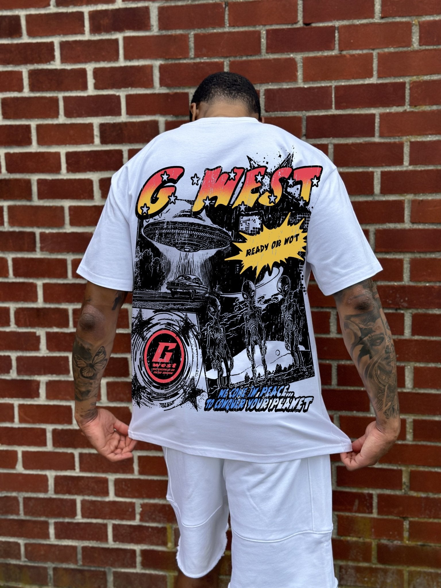 G West Cosmic Sky Ride Double Hit PREMIUM TEE FRONT AND BACK PRINT - G West