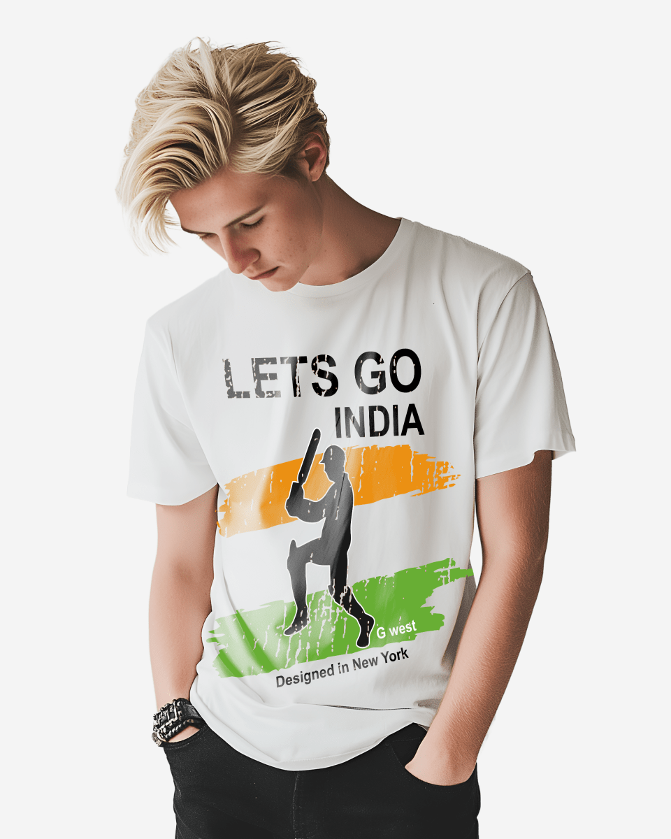 G West Cricket Lets Go India T-Shirt : Gwdtbas2406 - 2 Colors - G West