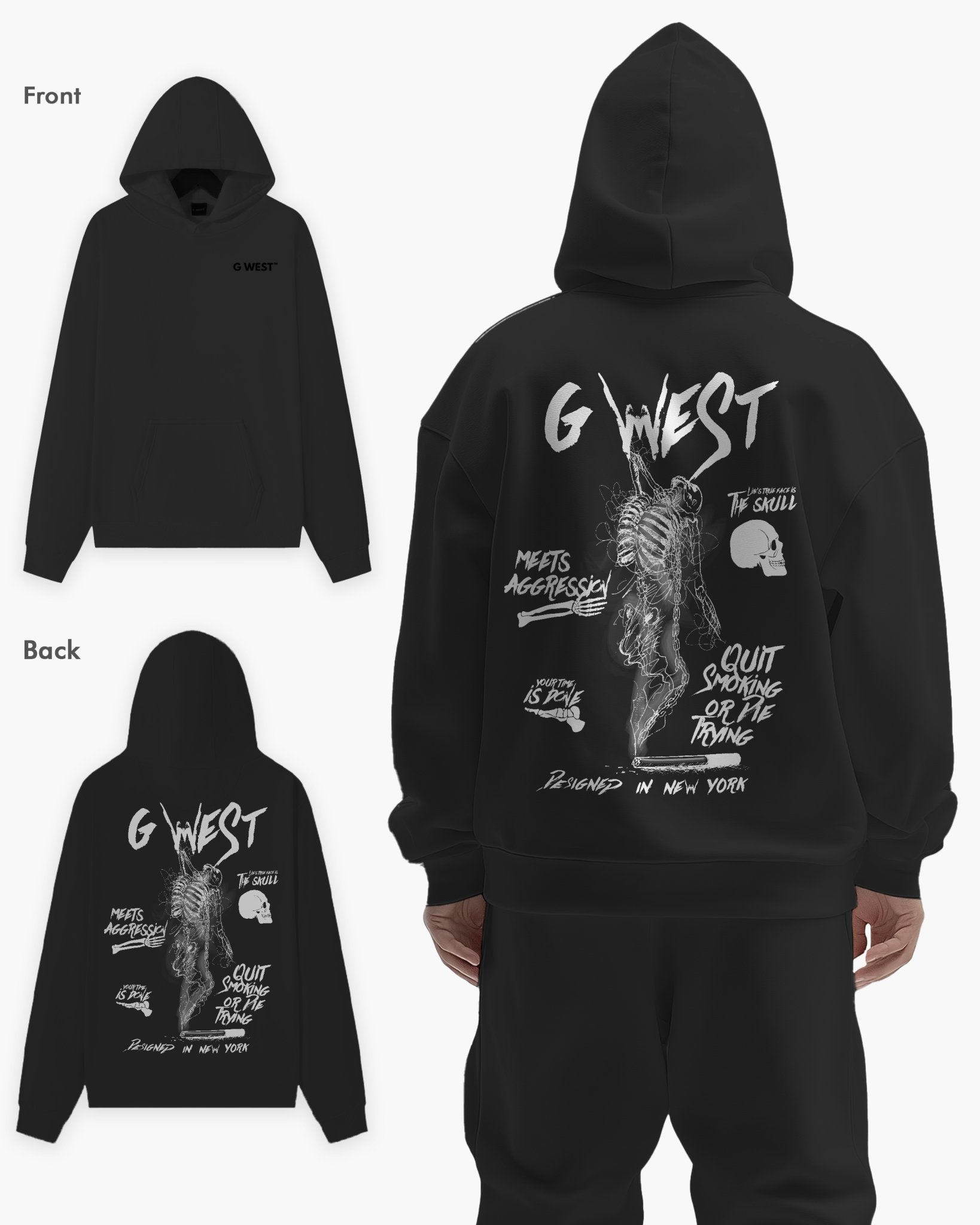 G WEST DANCING SKELETON HEAVY PREMIUM HOODIE - 6 COLORS - G West