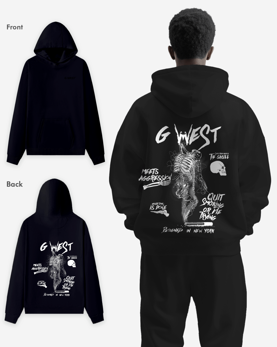 G West Dancing Skeleton Heavy Premium Oversize Hoodie - G West