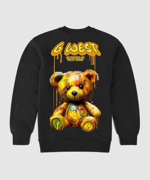 G West Drip Bear Fleece Crewneck With Invisible Zippers - Gwpcrwl9007 - 3 Colors - G West