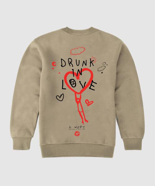 G West Drunk in Love Fleece Crewneck With Invisible Zippers - GWPCRWL5024 - 2 COLORS - G West