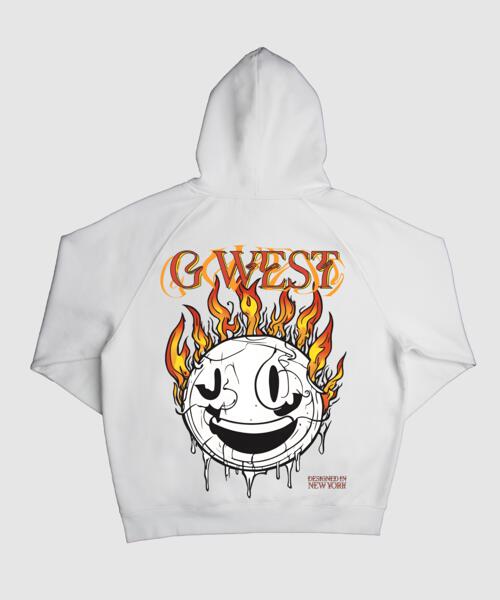 G WEST FIRE SMILE HOODIE MENS STYLE : GWHLHD9012 - 3 COLORS - G West