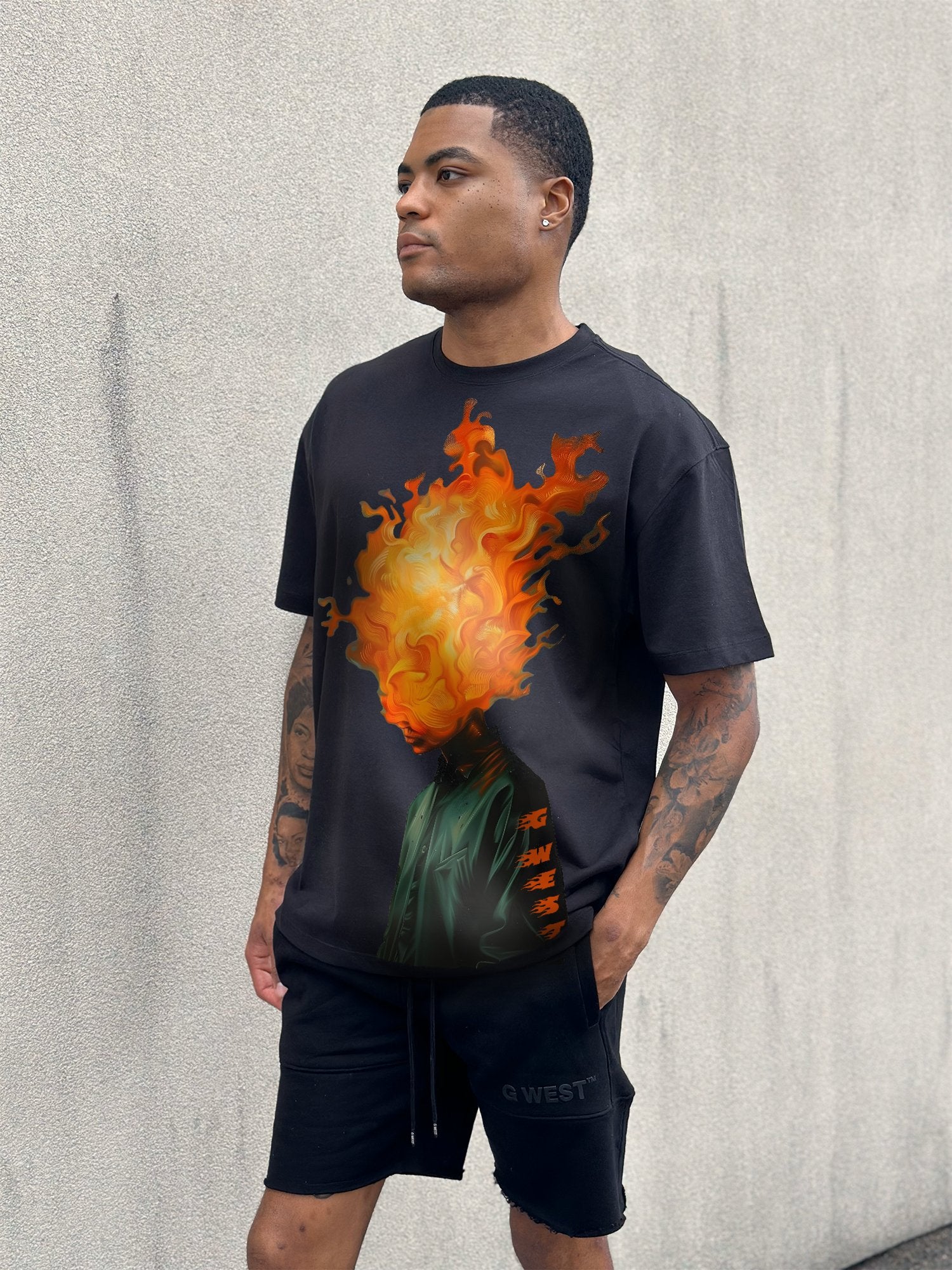 G West Flame Head Black tee - G West