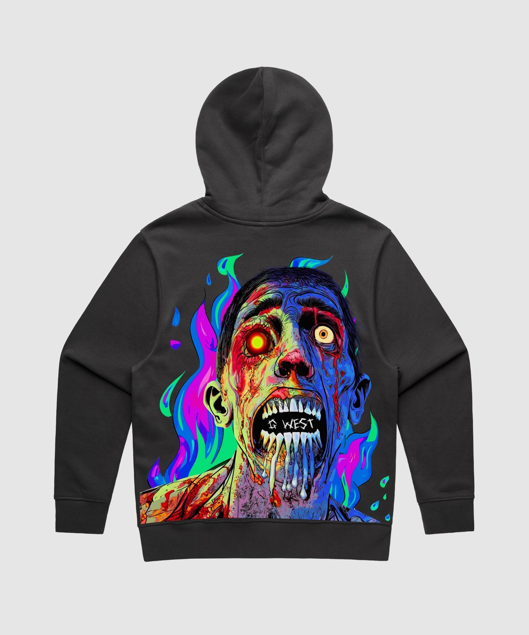 G WEST FLAMING ZOMBIE HEAVY PREMIUM HOODIE - 6 COLORS - G West