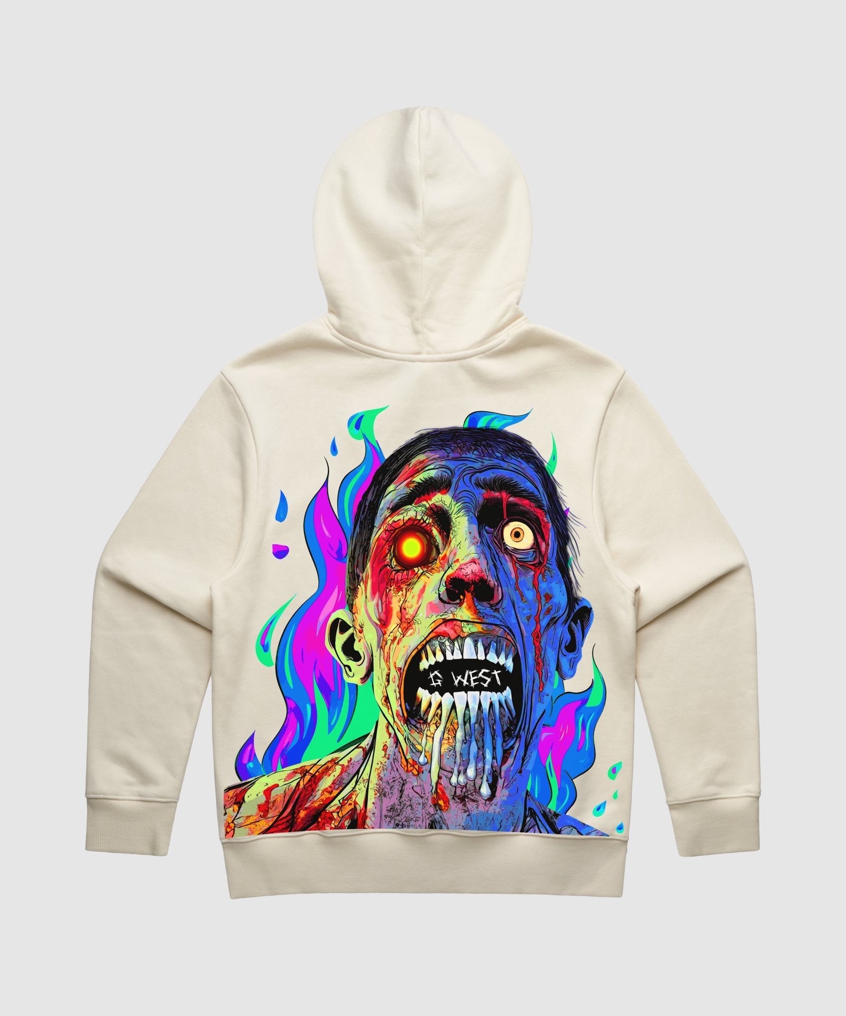 G WEST FLAMING ZOMBIE HEAVY PREMIUM HOODIE - 6 COLORS - G West