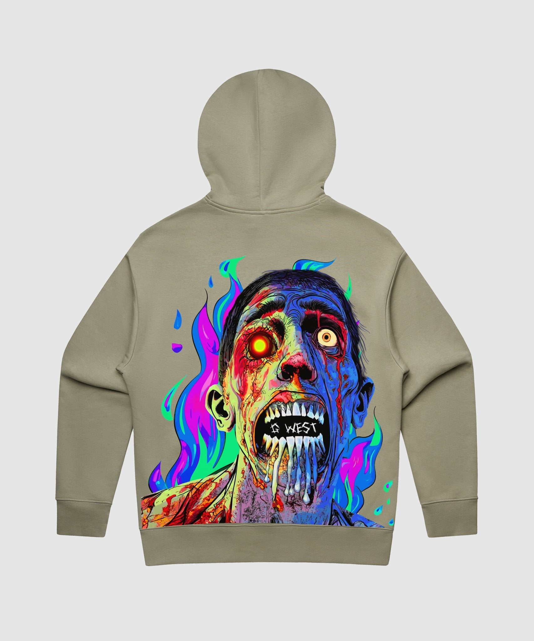 G WEST FLAMING ZOMBIE HEAVY PREMIUM HOODIE - 6 COLORS - G West