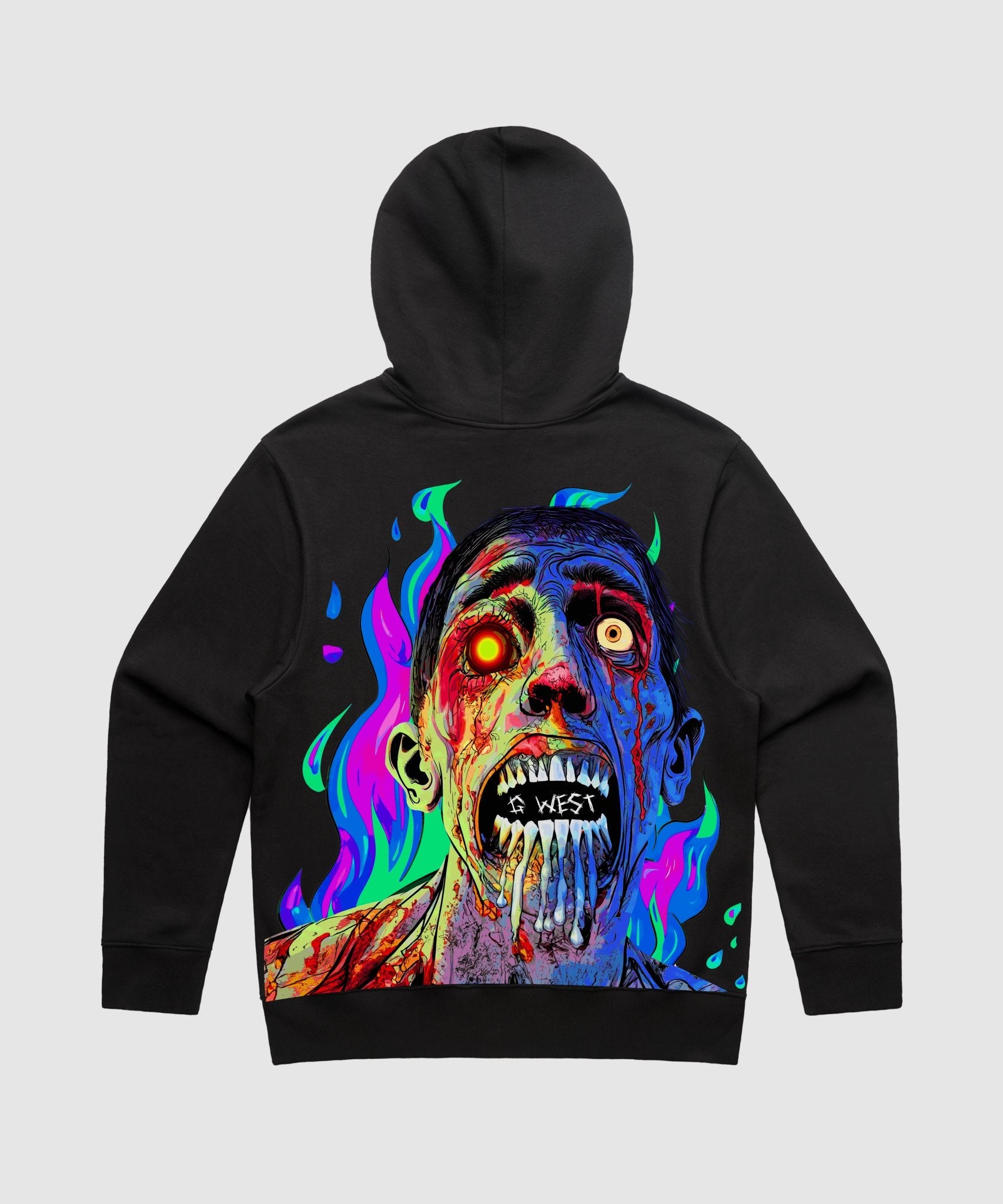 G WEST FLAMING ZOMBIE HEAVY PREMIUM HOODIE - 6 COLORS - G West