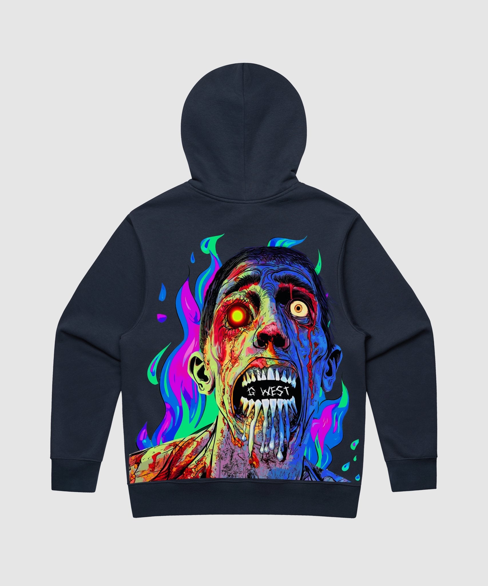 G WEST FLAMING ZOMBIE HEAVY PREMIUM HOODIE - 6 COLORS - G West