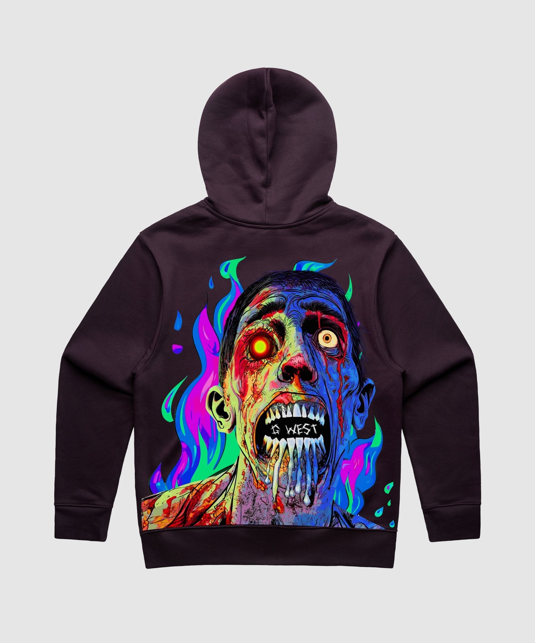 G WEST FLAMING ZOMBIE HEAVY PREMIUM HOODIE - 6 COLORS - G West