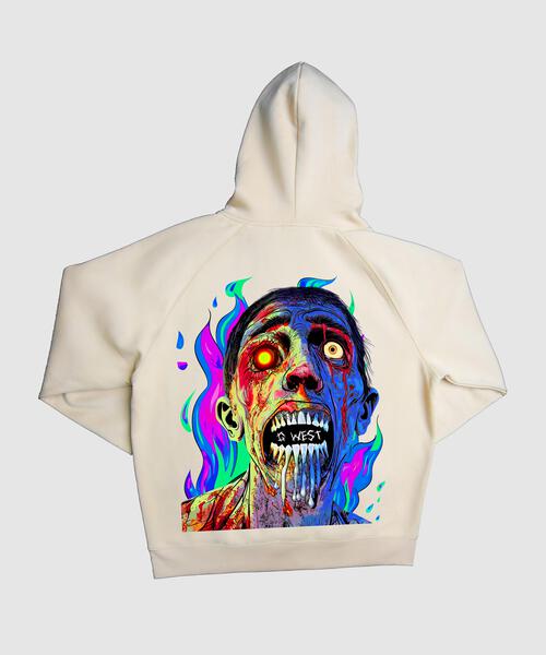 G WEST FLAMING ZOMBIE HOODIE MENS STYLE: GWHLHD9001 - 4 COLORS - G West