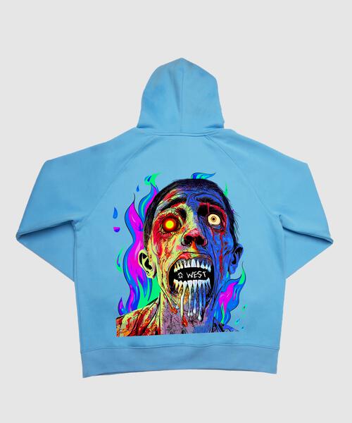 G WEST FLAMING ZOMBIE HOODIE MENS STYLE: GWHLHD9001 - 4 COLORS - G West