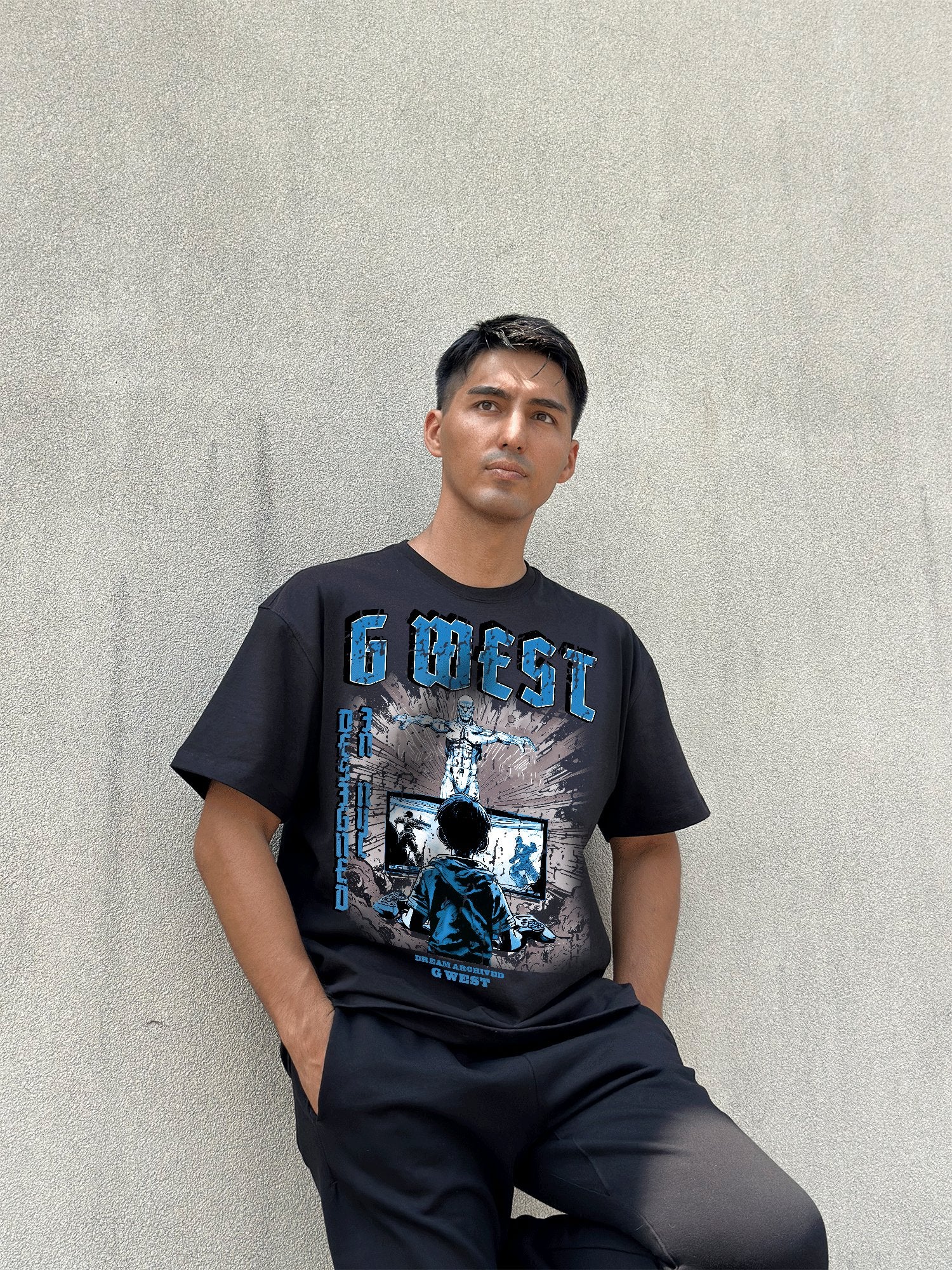 G West Game of G Baby Blue Black Tee GWDTFPPT9071 - G West