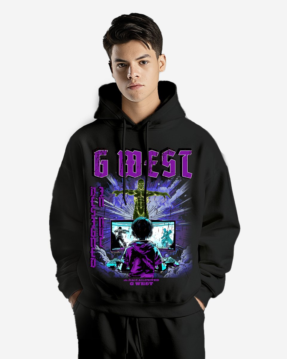 G West Game of G Purple Black Oversize Hoodie - G West