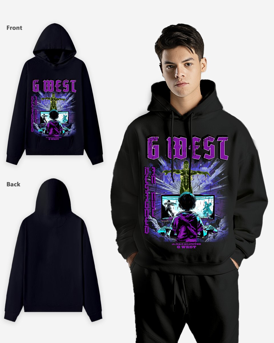 G West Game of G Purple Black Oversize Hoodie - G West