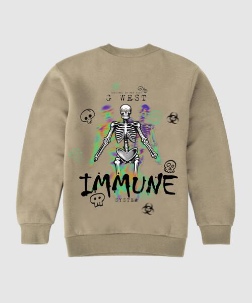 G West Immune Skeleton Fleece Crewneck With Invisible Zippers - GWPCRWL9013 - 2 COLORS - G West
