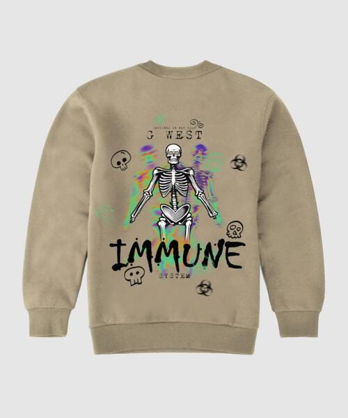 G West Immune Skeleton Fleece Crewneck With Invisible Zippers - Gwpcrwl9013 - 2 Colors - G West