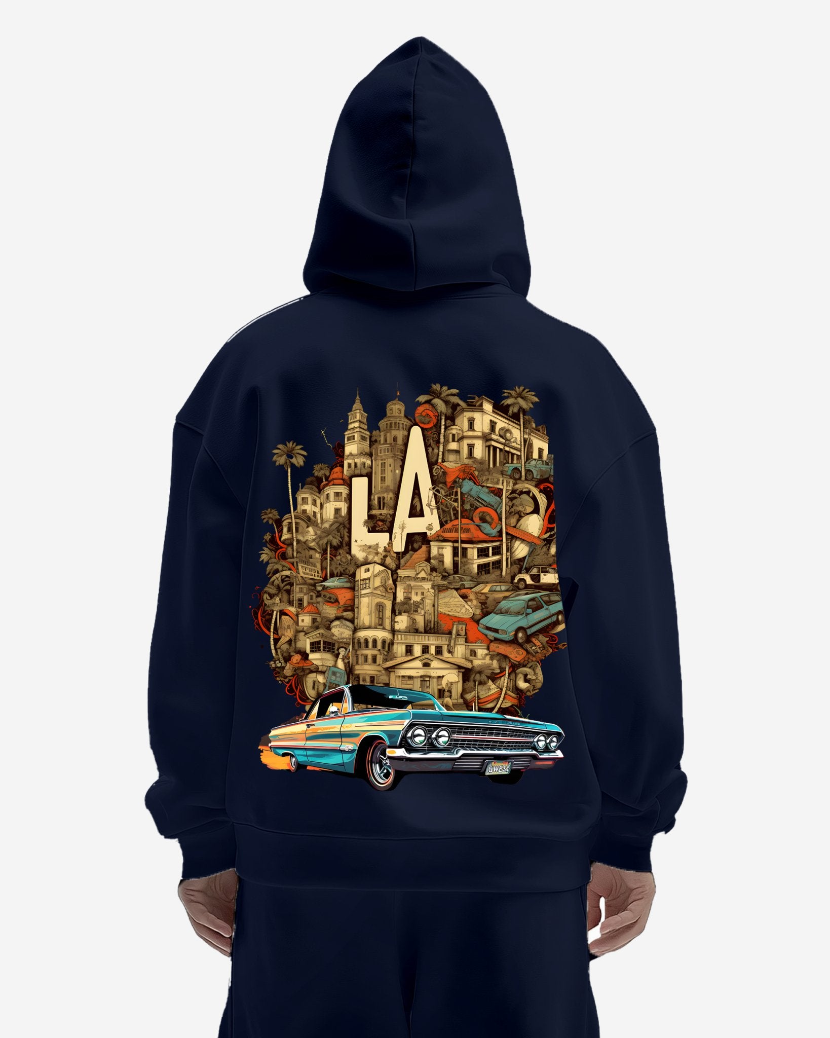 G WEST LA CULTURE BLACK HEAVY PREMIUM OVERSIZE HOODIE - G West