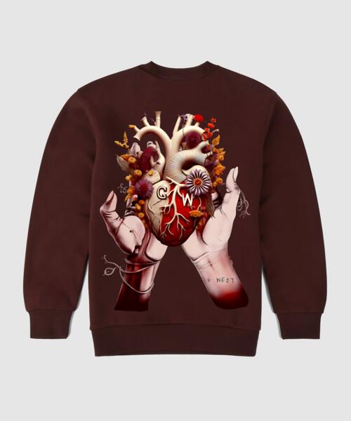 G WEST MENS FLOWER HEART CREW - GWPCRWL7001 - 2 COLORS - G West