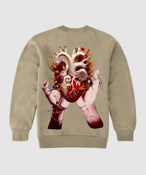 G West Mens Flower Heart Crew - Gwpcrwl7001 - 2 Colors - G West