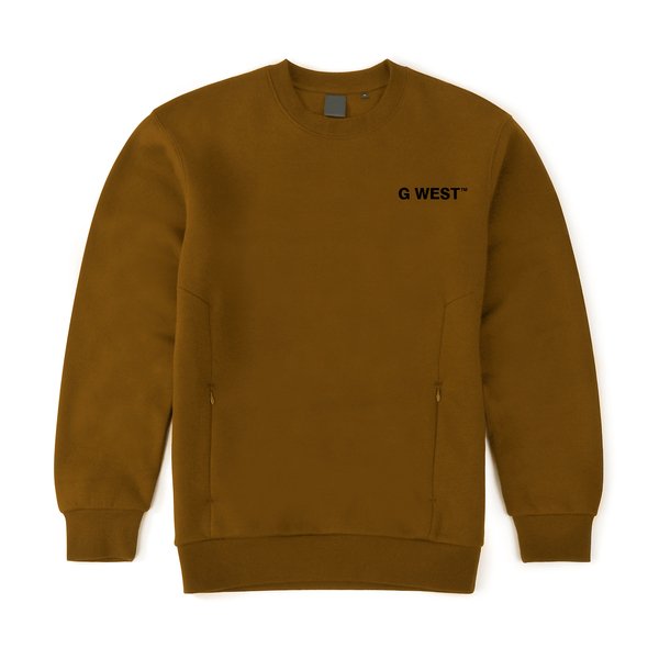 G WEST MENS LOGO FLEECE CREWNECK WITH INVISIBLE ZIPPERS : GWCRWL7006 - 5 COLORS - G West