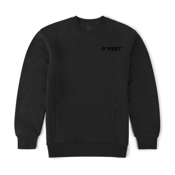 G WEST MENS LOGO FLEECE CREWNECK WITH INVISIBLE ZIPPERS : GWCRWL7006 - 5 COLORS - G West
