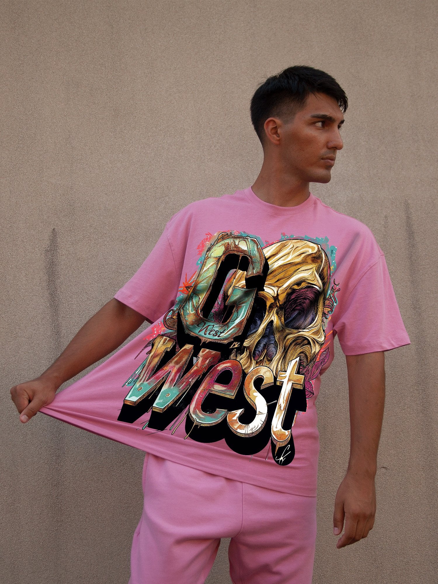 G WEST multicolor skull TEE - G West