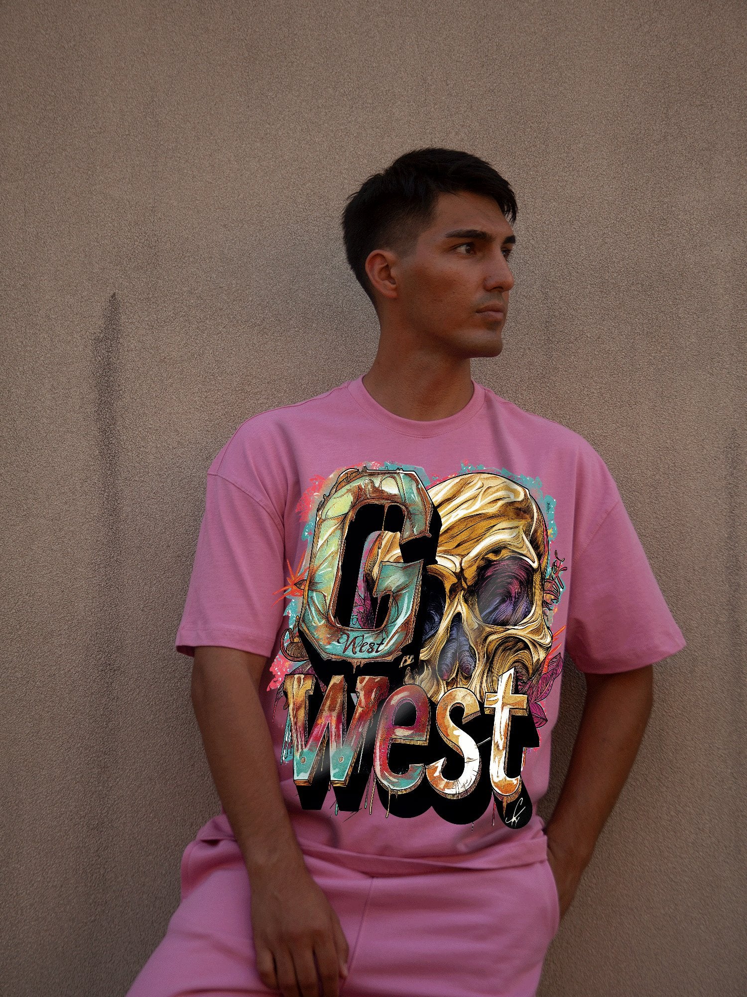 G WEST multicolor skull TEE - G West