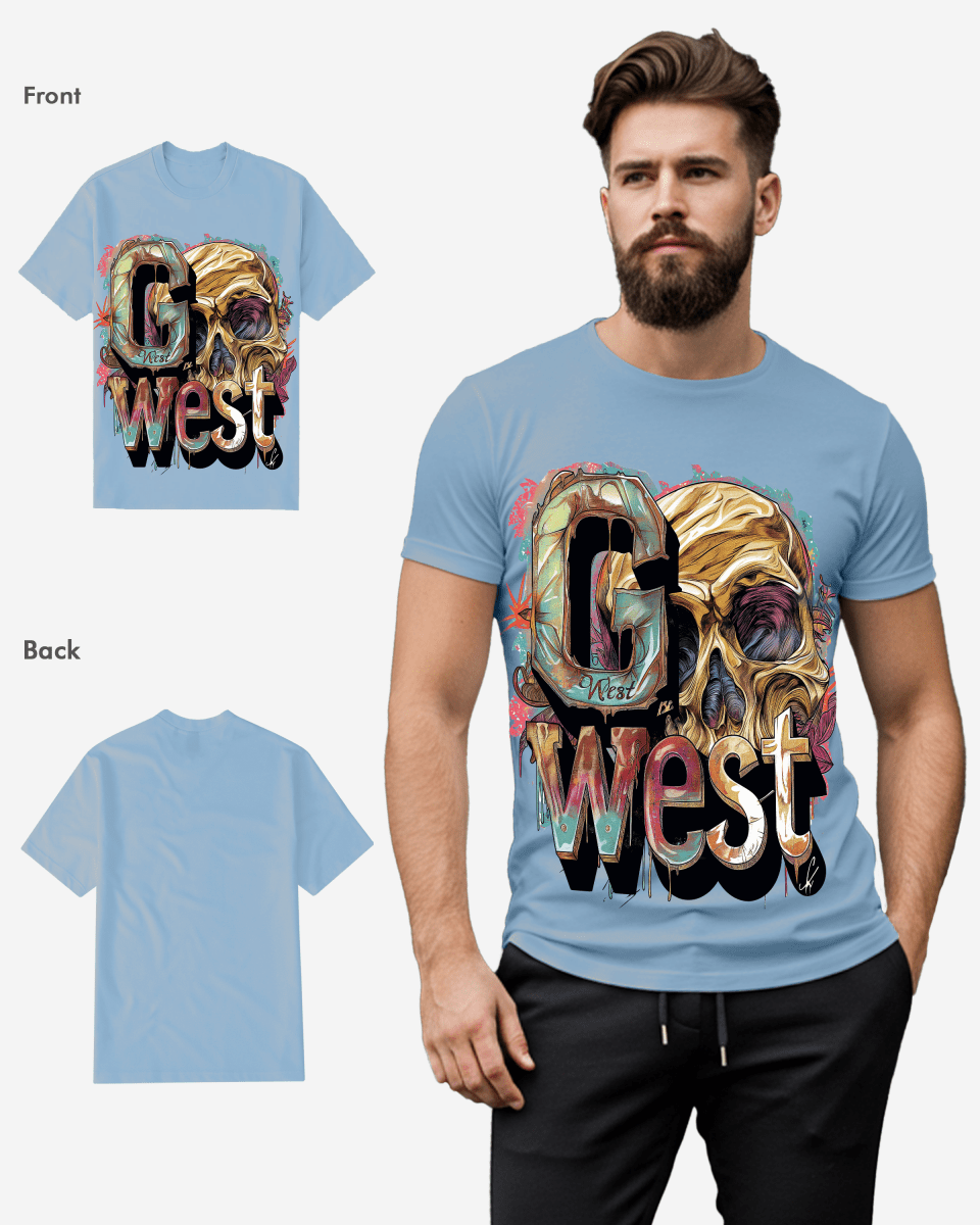 G WEST multicolor skull TEE - G West