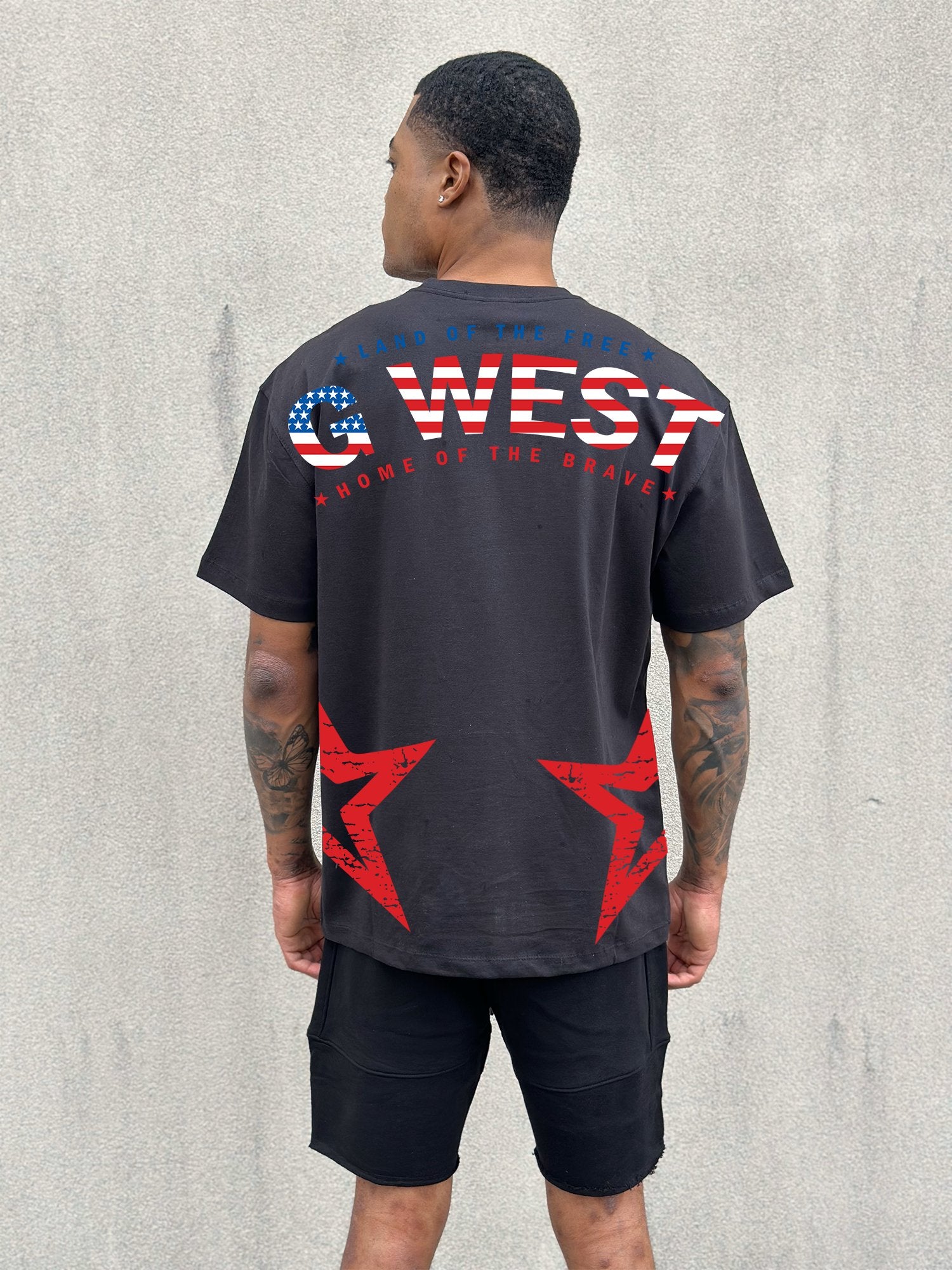 G West Oversize USA Flag Arch Logo Tee GWDTFL9065 - 2 COLORS - G West