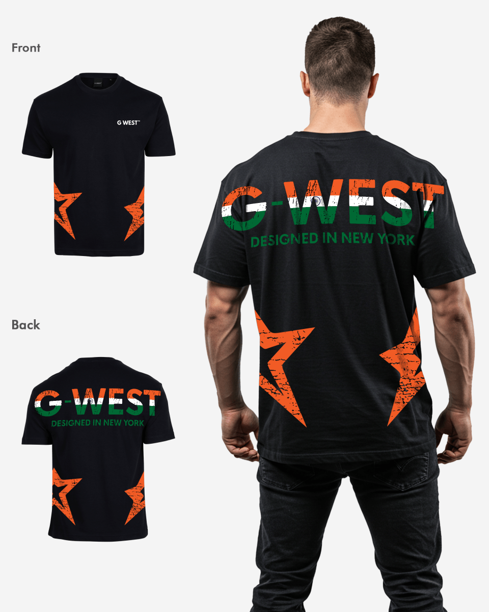 G West Oversized Cricket India Arch Logo T-Shirt - G West