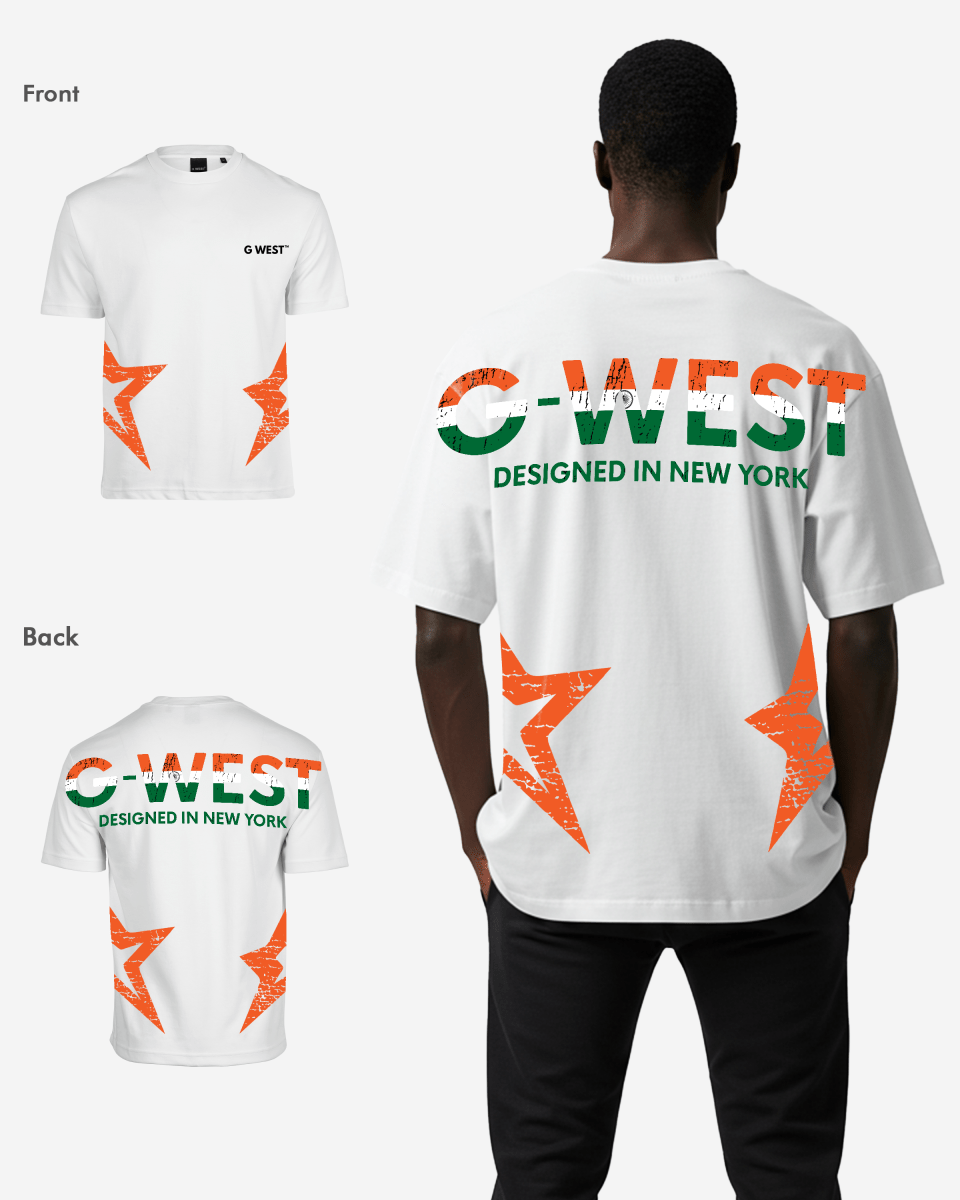 G West Oversized Cricket India Arch Logo T-Shirt - G West