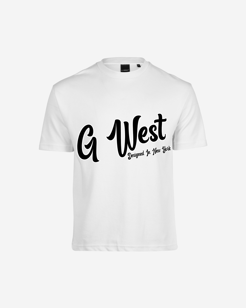 G West Oversized Cursive Logo Black Tee - G West