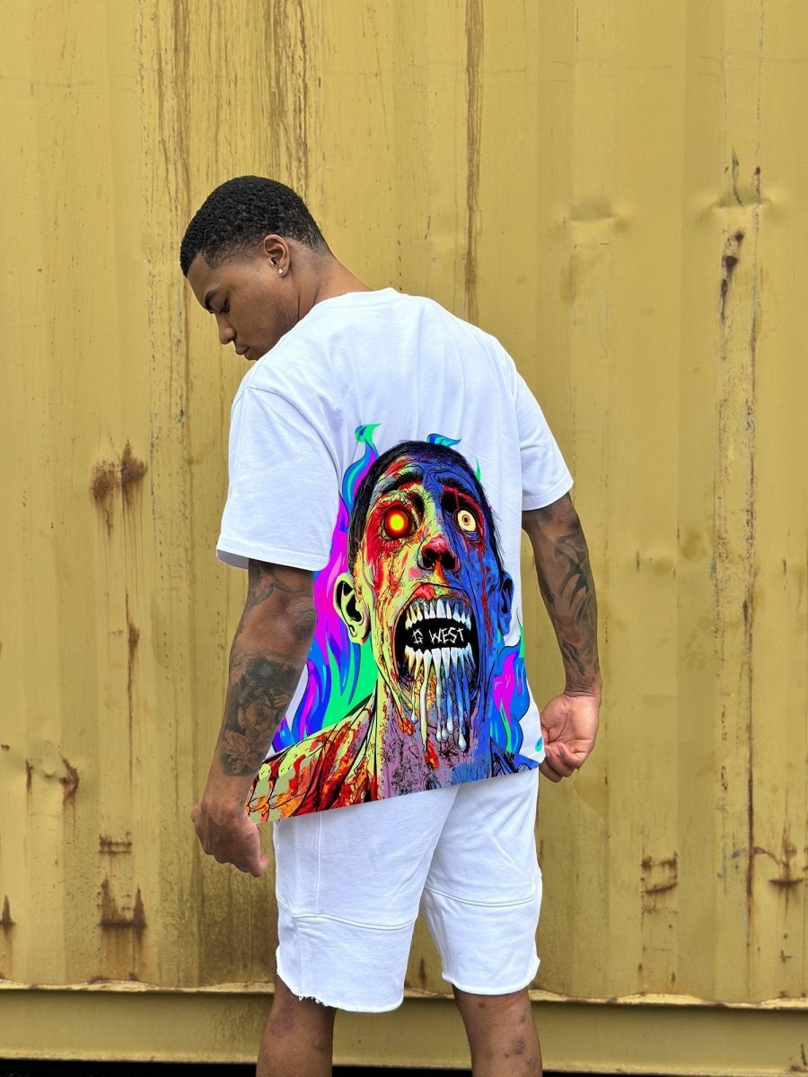 G West Oversized Flaming Zombie Tee - G West