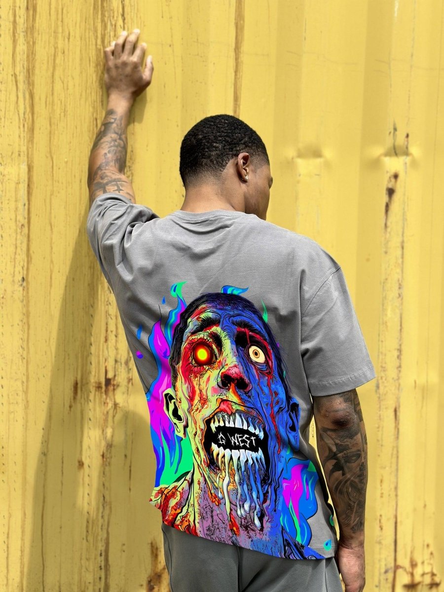 G West Oversized Flaming Zombie Tee - G West