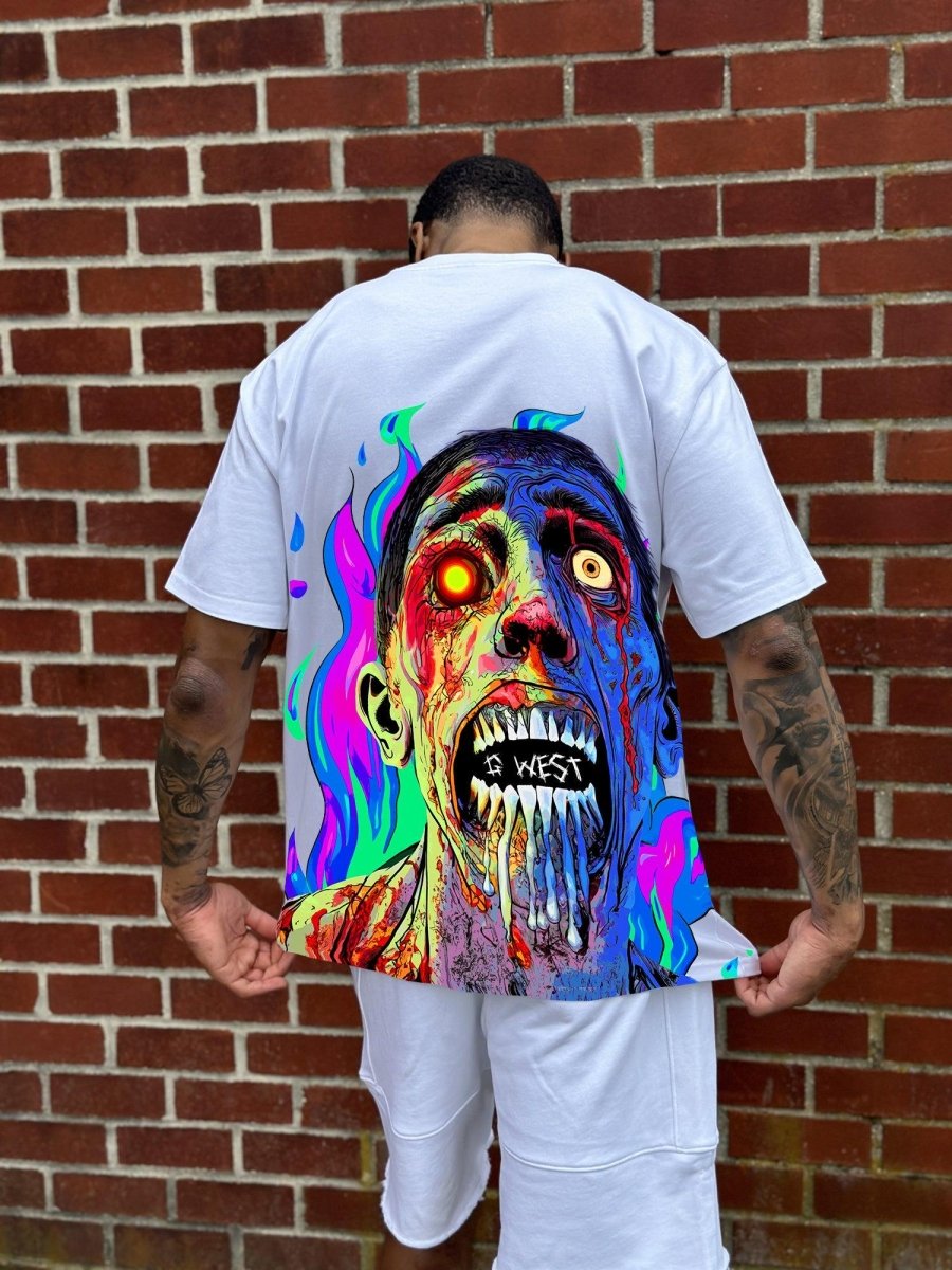 G West Oversized Flaming Zombie Tee - G West