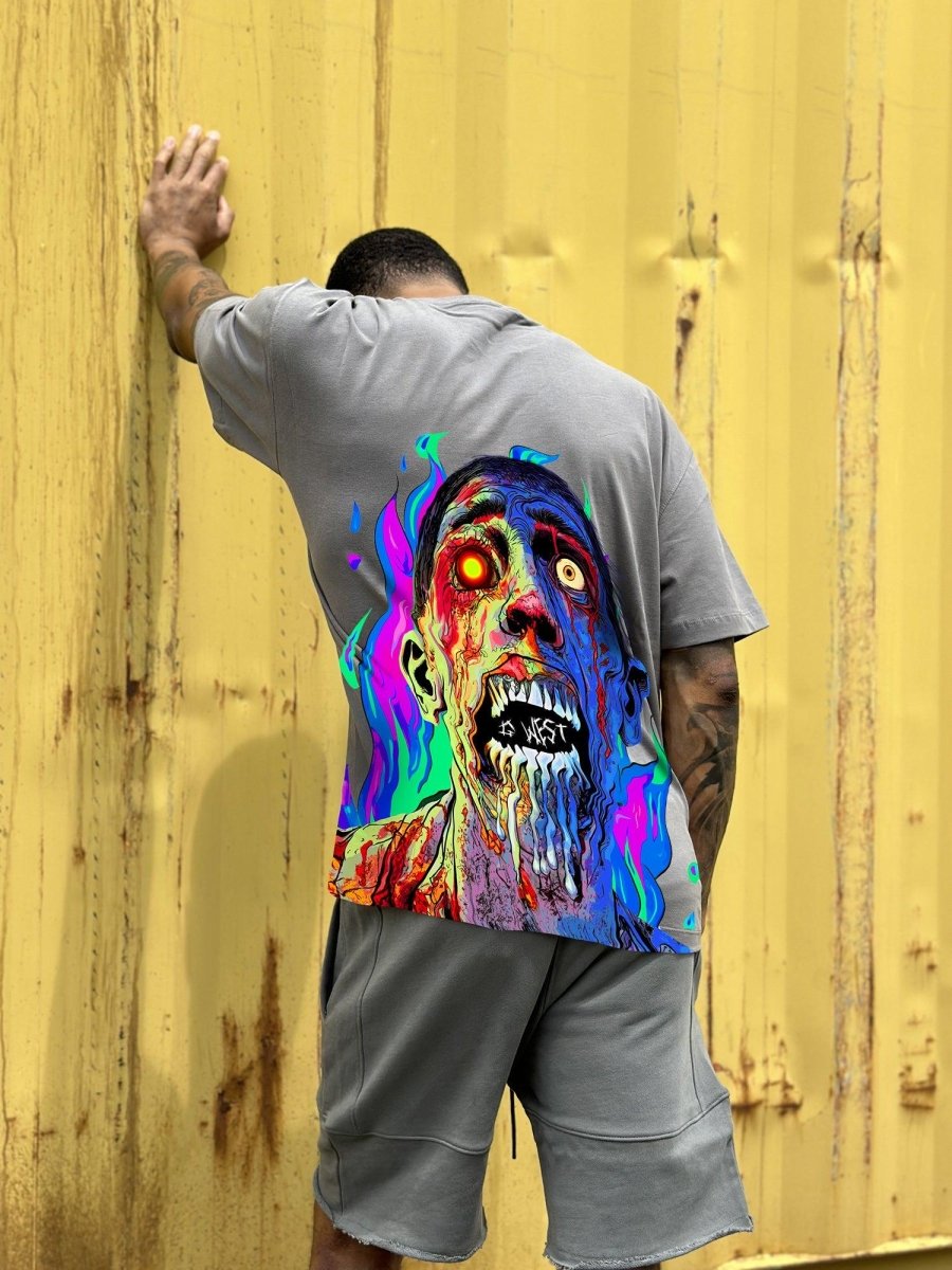 G West Oversized Flaming Zombie Tee - G West