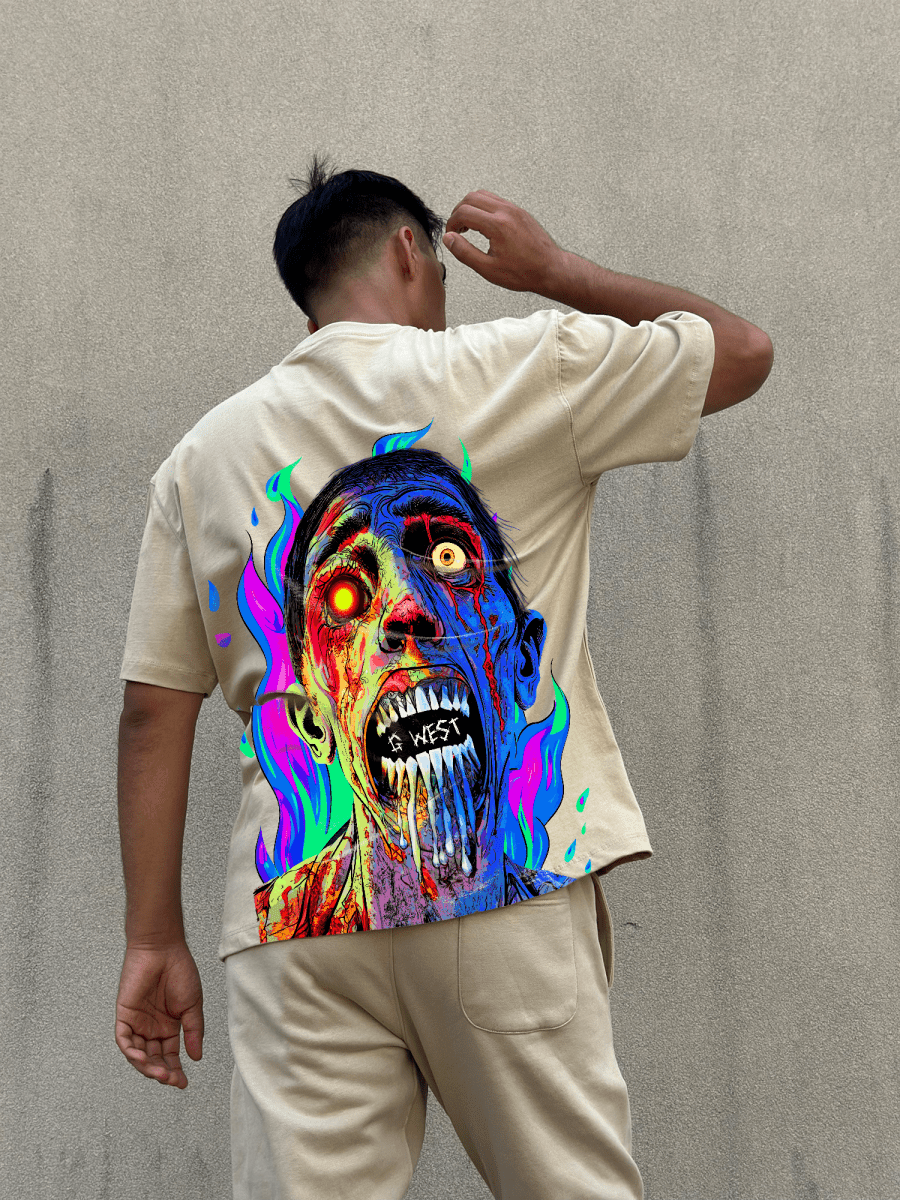 G West Oversized Flaming Zombie Tee - G West