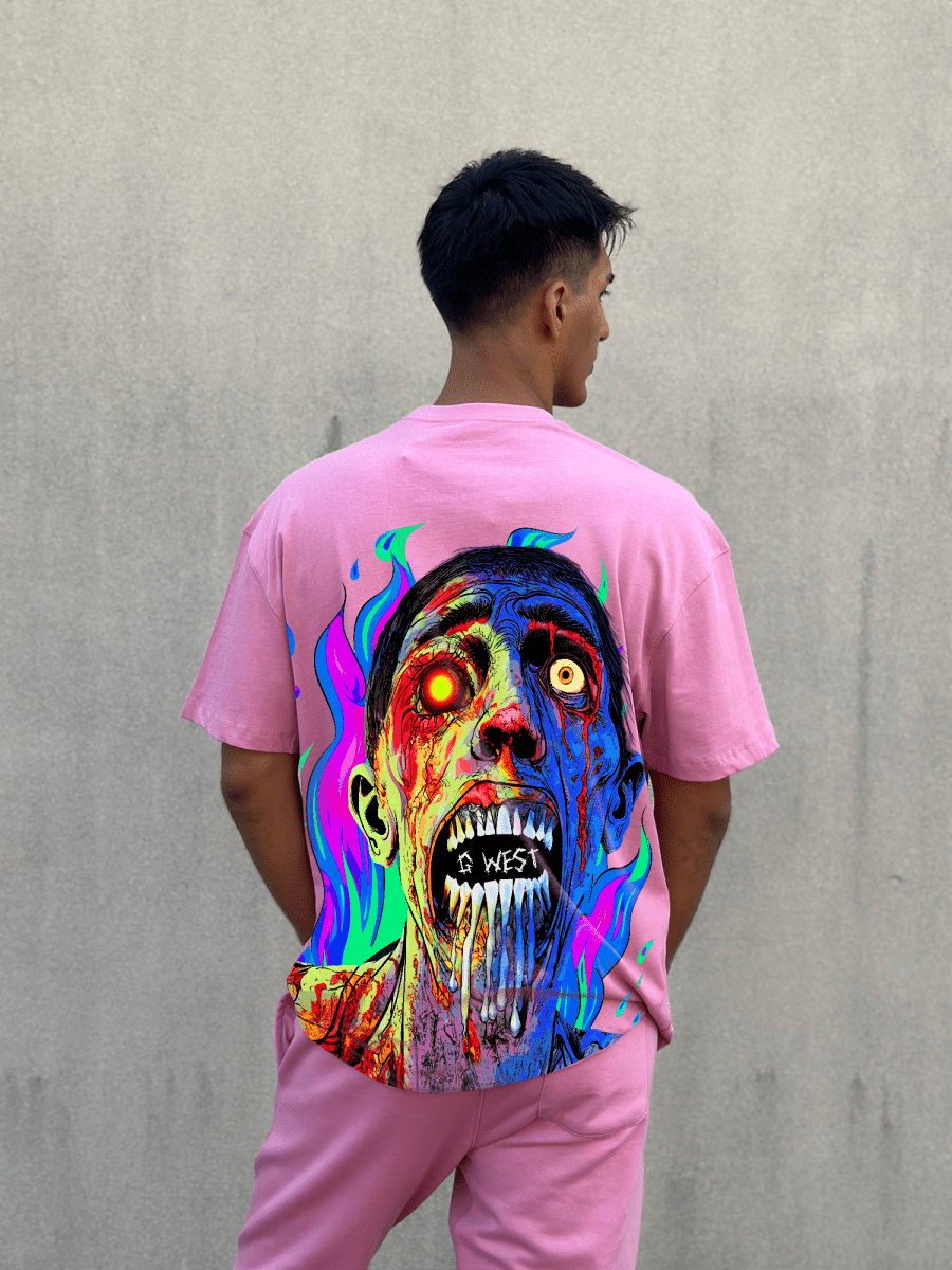 G West Oversized Flaming Zombie Tee - G West