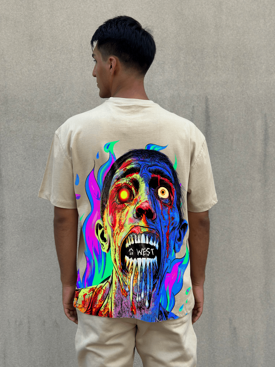 G West Oversized Flaming Zombie Tee - G West