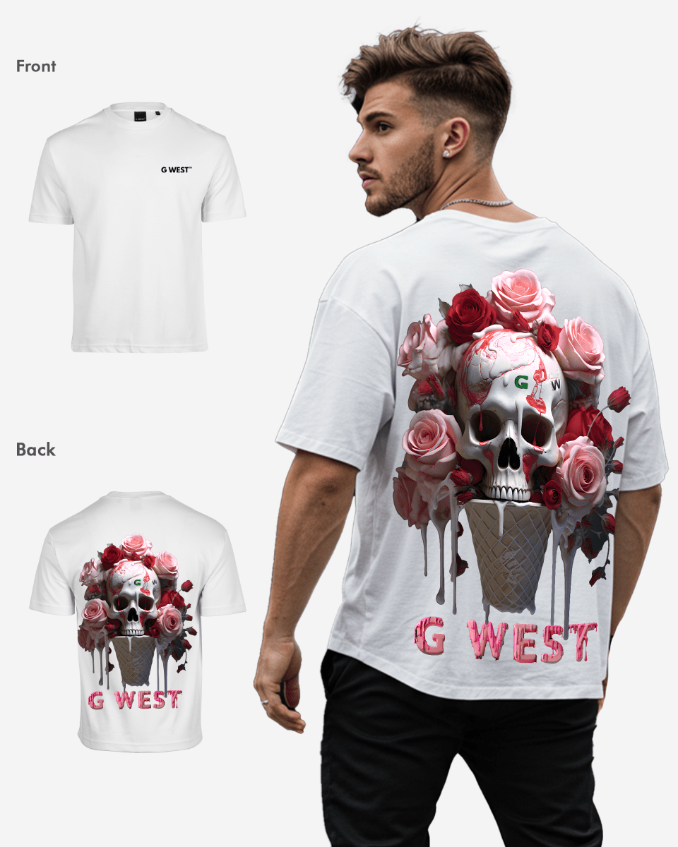 G West Oversized Ice Cream Skull Tee - G West