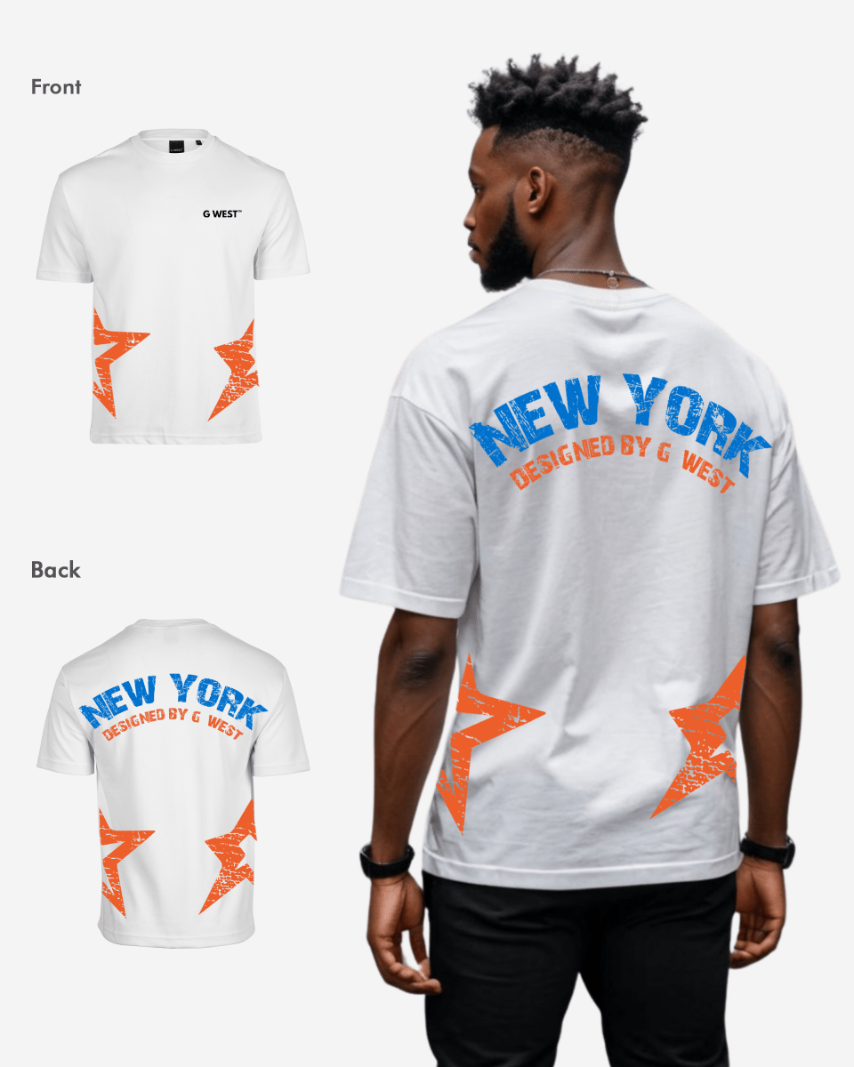 G West Oversized New York Arch Logo With Star Tee - G West