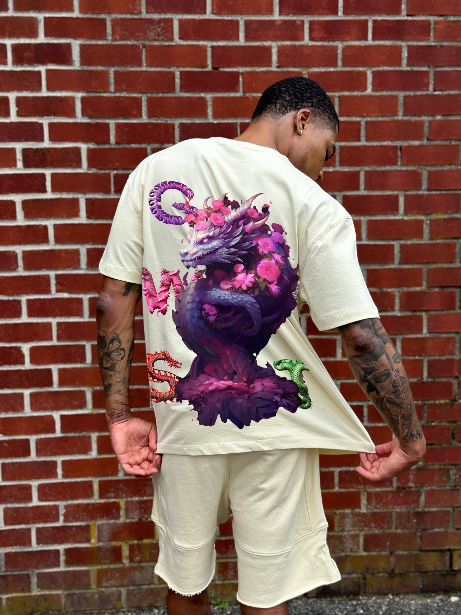 G WEST OVERSIZED PURPLE DRAGON TEE - G West