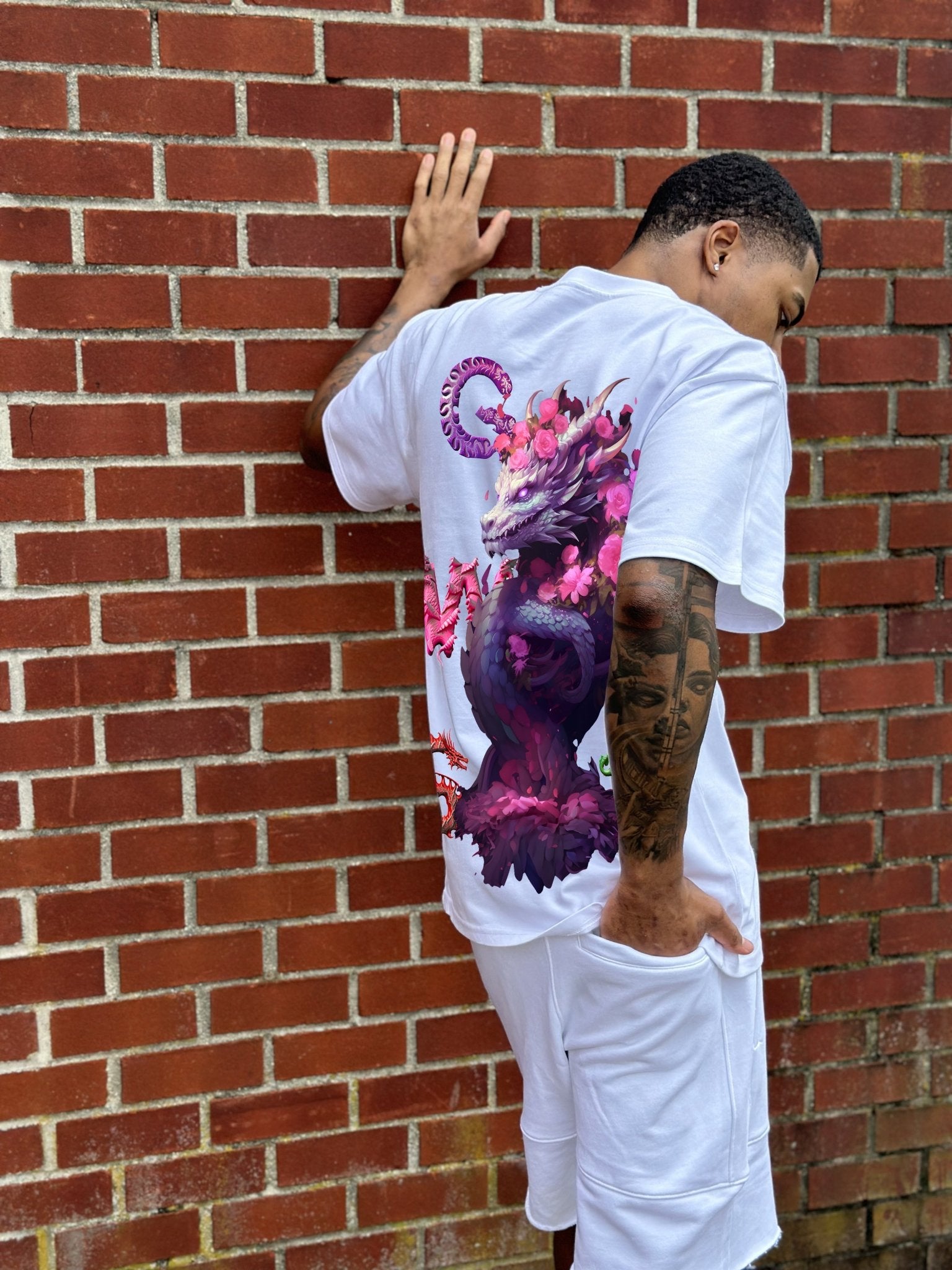 G WEST OVERSIZED PURPLE DRAGON TEE - G West